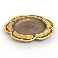 Elegant Decorative Tray With Petal Shaped Edge And Golden Floral Patterns