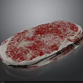 Fresh Raw Marbled Beef Steak on Black Surface with Red White Texture