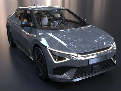 Sleek Silver Modern Sedan With LED Headlights Black Wheels And Streamlined Body 3d model