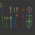 Medieval Weapon Collection Featuring Swords Axes Hammers Bows Spears And Shields 3d model