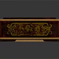Decorative Storage Box With Ornate Carved Patterns Gold Accents And Blue Yellow Interior