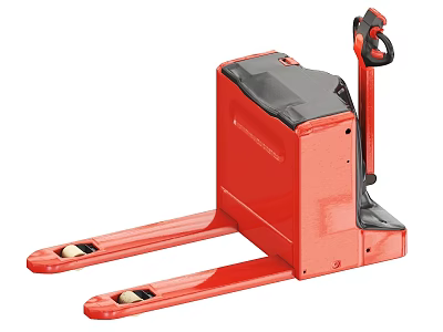 Efficient Red Electric Industrial Pallet Truck With Control Panel And Forks 3d model