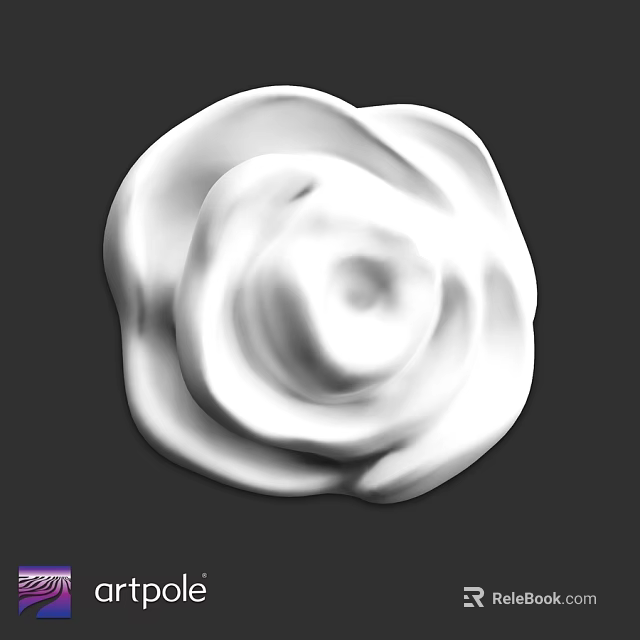 White Rose Shaped Decorative Component With 3D Design And Smooth Surface 3d model 