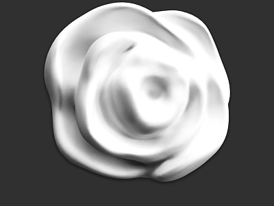 White Rose Shaped Decorative Component With 3D Design And Smooth Surface 3d model