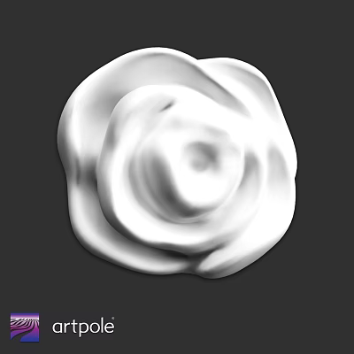 White Rose Shaped Decorative Component With 3D Design And Smooth Surface 3d model