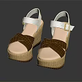 Women's Braided Wedge Sandals With White Straps Buckle Detail And Beige Platform Sole