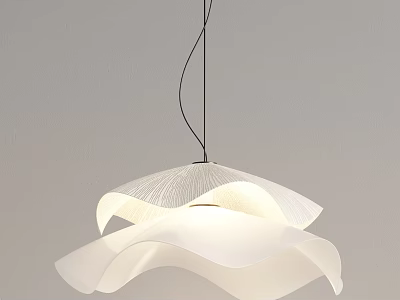 Modern White Petal Shaped Chandelier Ideal for Minimalist Interior Home Lighting 3d model