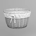 Black Wicker Storage Basket With White Trim Lid And Decorative Bow For Home Organization