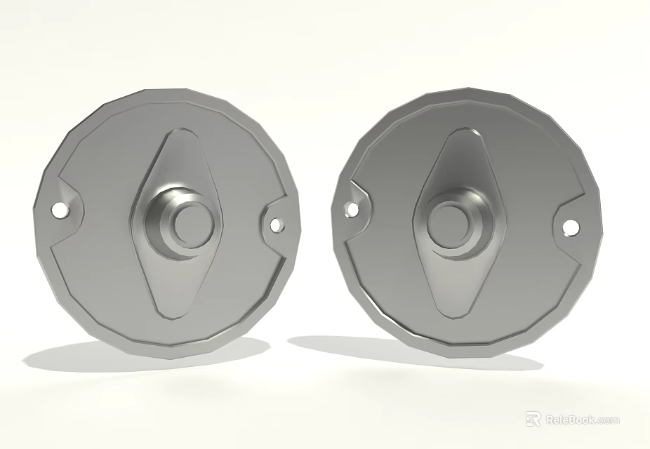 Automotive Metal Parts Two Silver Circular Covers With Geometric Pattern And Mounting Holes 3d model 