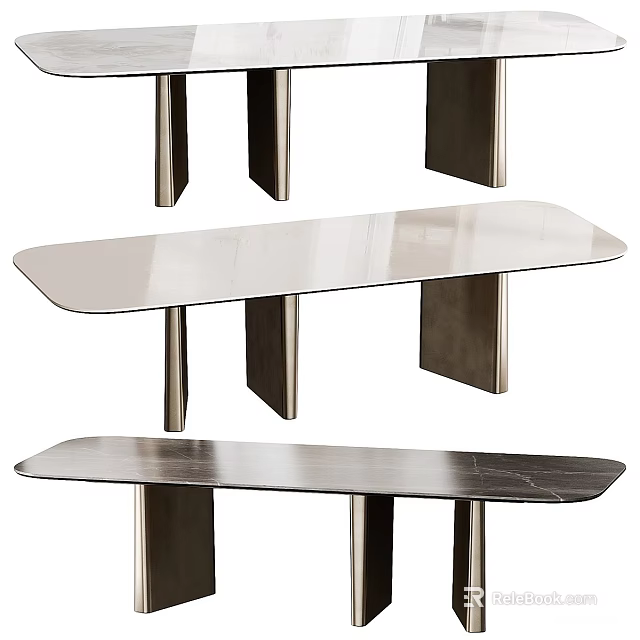 Modern Elegant Dining Table With Glass Top And Sleek Metal Legs Design 3d model 