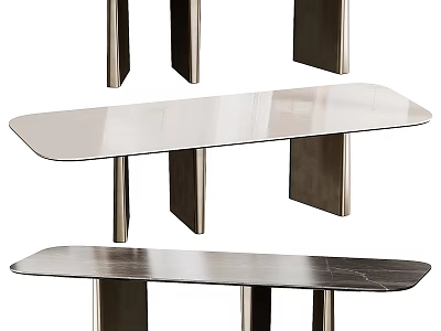 Modern Elegant Dining Table With Glass Top And Sleek Metal Legs Design 3d model