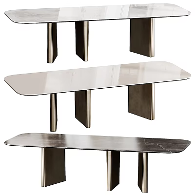 Modern Elegant Dining Table With Glass Top And Sleek Metal Legs Design 3d model