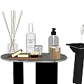 Modern Bathroom Set With Reed Diffuser Hand Soap Bottle And Marble Tray Decor