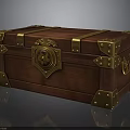 Vintage Wooden Chest With Gold Metal Straps Brass Hardware Decorative Lock And Handles