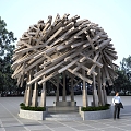 Wood construction of pavilion 3d model