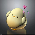 Adorable White Round Chick Doll with Pink Heart and Colorful Stars