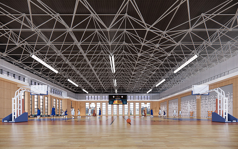 modern basketball court 3d model