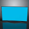 Modern Flat Screen TV with Blue Display Black Frame on Glossy Surface 3d model
