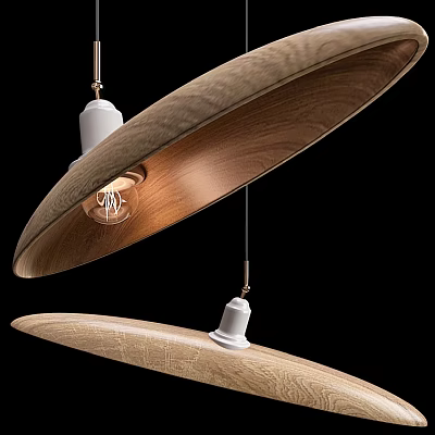 Modern Wooden Pendant Light With Curved Shape And Hanging Design Fixture 3d model