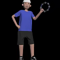 Man Wearing Blue T shirt and Black Shorts Holding Blue Hula Hoop Casually