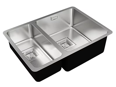 Stainless Steel Double Bowl Kitchen Sink With Durable Construction And Efficient Drainage 3d model