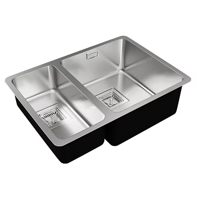 Stainless Steel Double Bowl Kitchen Sink With Durable Construction And Efficient Drainage 3d model