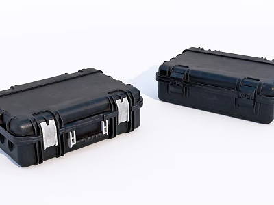 Two Black Hard Shell Storage Cases With Secure Latches And Durable Design 3d model