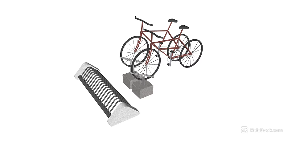 Sturdy Bicycle Rack Structure With Concrete Base For Secure Bicycle Parking 3d model