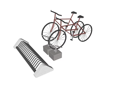 Sturdy Bicycle Rack Structure With Concrete Base For Secure Bicycle Parking 3d model