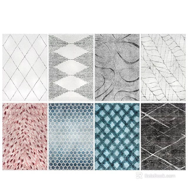 Square Rugs With Different Patterns Geometric Abstract And Textured Designs For Home Decor 3d model