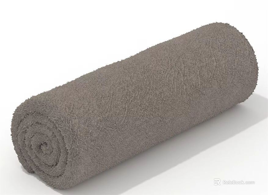 Gray Rolled Up Soft Bath Towel with High Absorbency for Bathroom Use 3d model 
