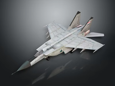 Gray Military Fighter Jet 3D Rendered With Sharp Nose Missile Launchers Tail Insignia And Reflection 3d model