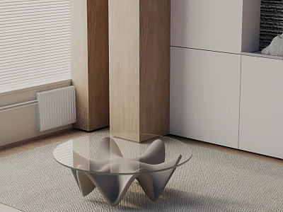 Modern Minimalist Living Room With Sofa Coffee Table Set Glass Top And Grey Design 3d model