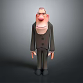3D Cartoon Male Character Sculpture Carving With Serious Expression In Suits