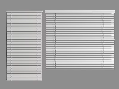 White Venetian Blinds Product Display With Narrow And Wide Slat Designs 3d model
