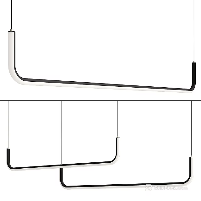 Modern Linear Pendant Light With White Black Finish And Minimalist Design For Indoor Spaces 3d model 