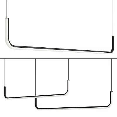 Modern Linear Pendant Light With White Black Finish And Minimalist Design For Indoor Spaces 3d model