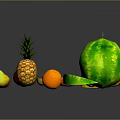 Fresh Assorted Fruits Display With Pineapple Pomegranate Pear Orange And Watermelon