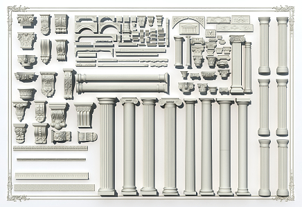 European Roman Column Gypsum 3d model