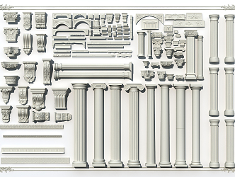 European Roman Column Gypsum 3d model