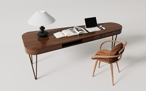 Modern Vintage Solid Wood Desk 3d model