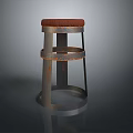 Industrial Style Public Chair With Metal Frame Red Padded Seat And Ring Design