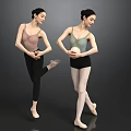 Two Ballerinas Practicing Ballet Poses In Leotards Tights And Ballet Shoes