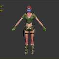 Game Movie Character Female Adventurer Brown Crop Top Shorts Utility Belt Wrist Guards Combat Boots
