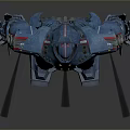 Blue Armored Mecha Robot Warrior Design With Two Swords And Red Chest Core