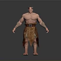 Muscular Demon Figure With Horns Leather Skirt Belt Chains And Clawed Feet