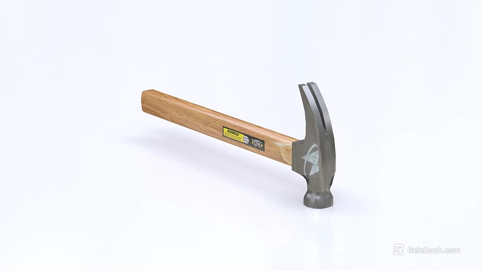 High Quality Claw Hammer with Wooden Handle and Metal Head as Essential Hardware Tool 3d model 