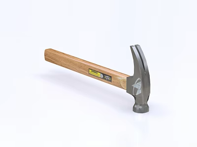 High Quality Claw Hammer with Wooden Handle and Metal Head as Essential Hardware Tool 3d model