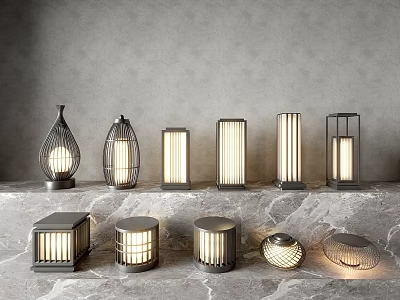 Modern Outdoor Lights With Various Styles Decorative Metal Frames And Soft LED Glow 3d model
