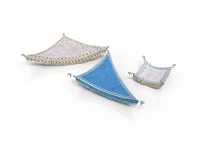 Blue And Beige Fabric Storage Baskets With Metal Trim For Home Use 3d model